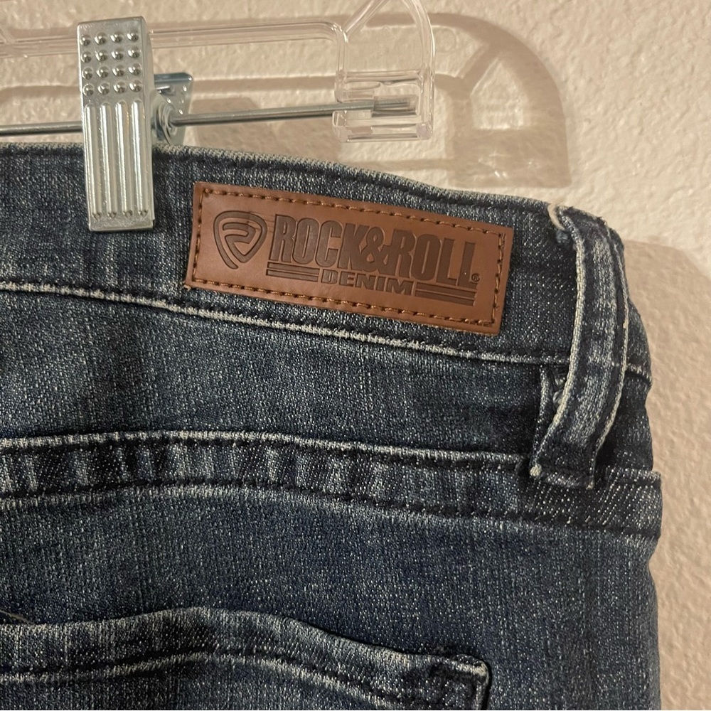Rock & Roll Denim Cowgirl Leather Patch Jeans 32X32 - Picture 7 of 10